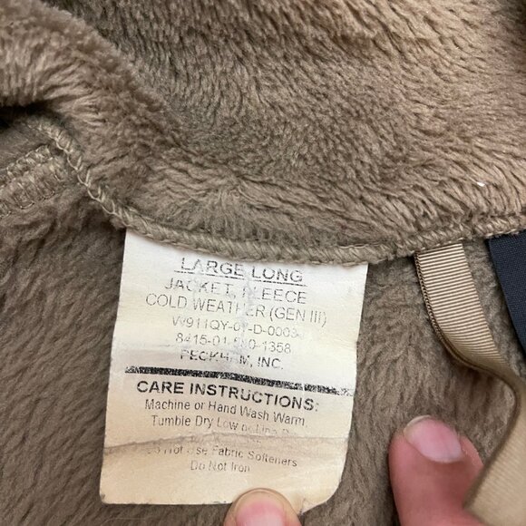 ECWCS Gen III US Army Fleece Jacket Men’s Large Long Brown Cold Weather Polartec - Picture 4 of 10